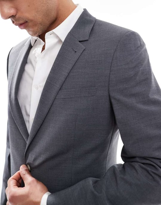 ASOS DESIGN washable slim suit jacket with lightweight worsted wool in charcoal - Image 4