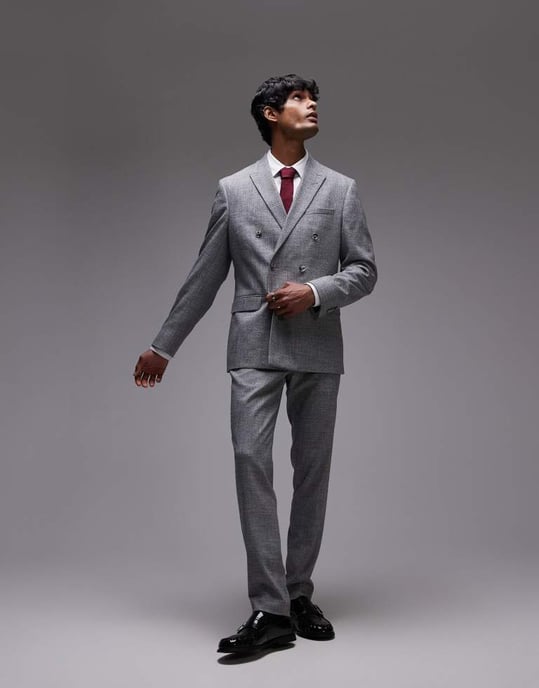 Topman skinny textured suit jacket in grey - Image 3