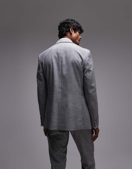 Topman skinny textured suit jacket in grey - Image 4