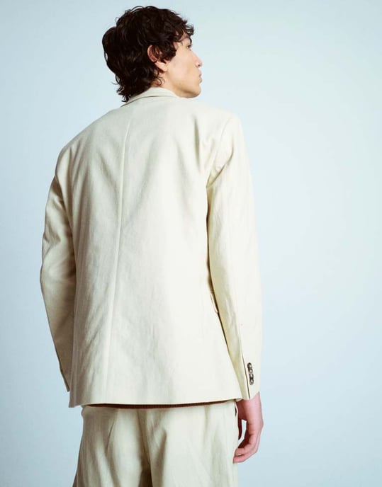Topman double breasted linen blend blazer in stone - Image 4
