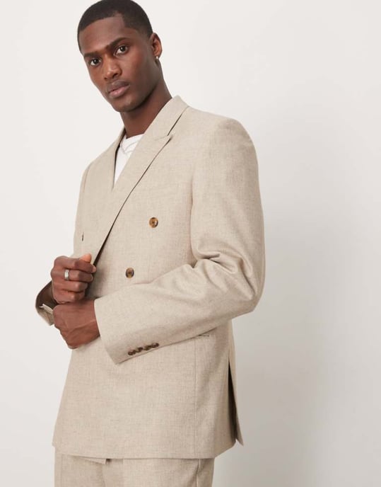 ASOS DESIGN slim suit jacket in stone marl look - Image 1