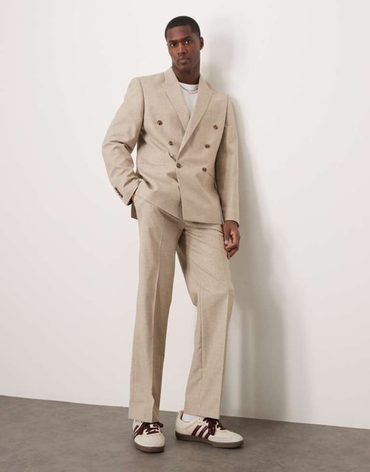 ASOS DESIGN slim suit jacket in stone marl look - Image 2