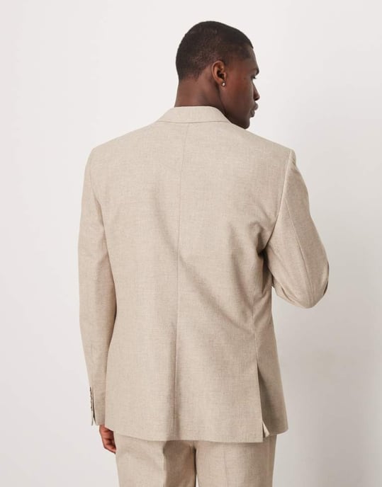 ASOS DESIGN slim suit jacket in stone marl look - Image 3