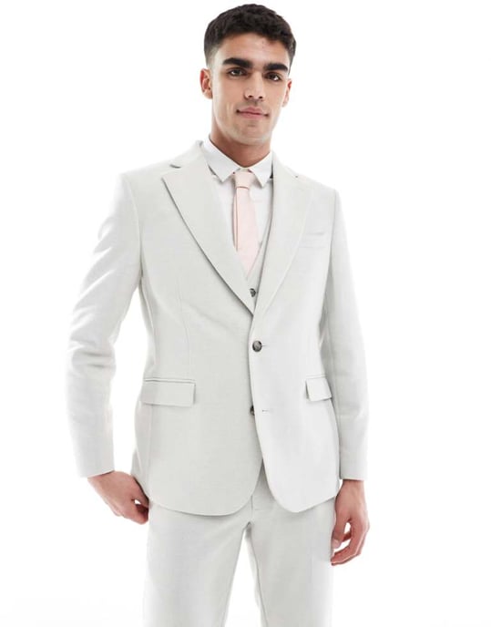 ASOS DESIGN slim suit jacket wool blend in light grey - Image 1