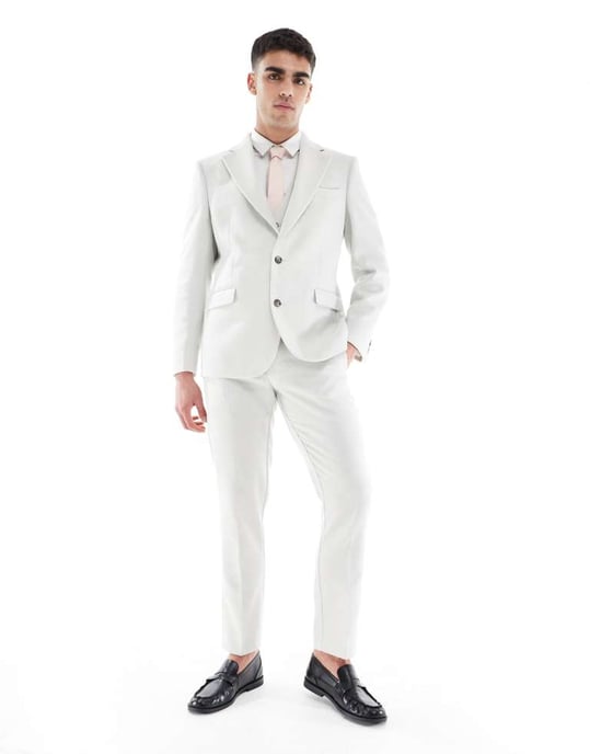 ASOS DESIGN slim suit jacket wool blend in light grey - Image 3