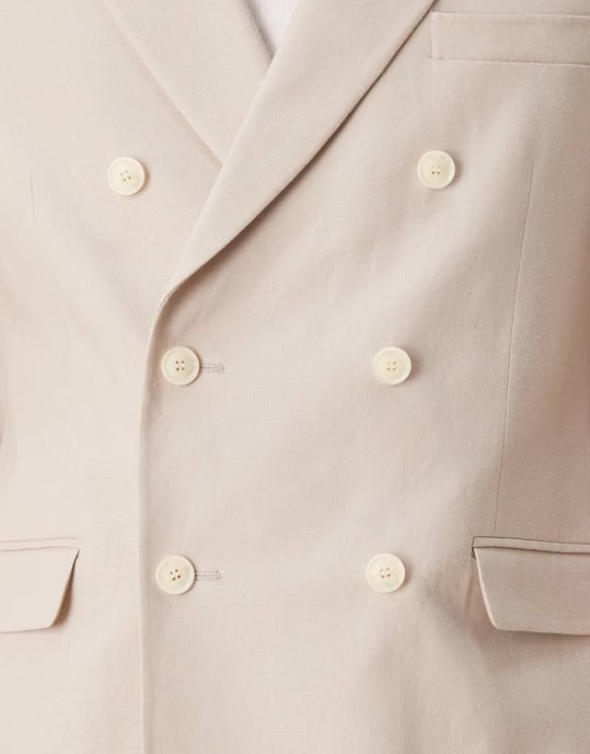 ASOS DESIGN linen blend regular suit jacket in stone - Image 3