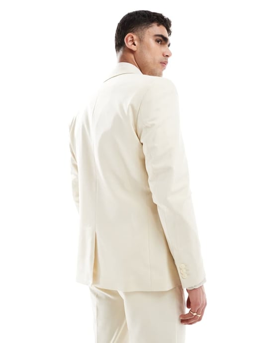 ASOS DESIGN regular suit jacket in stone - Image 2
