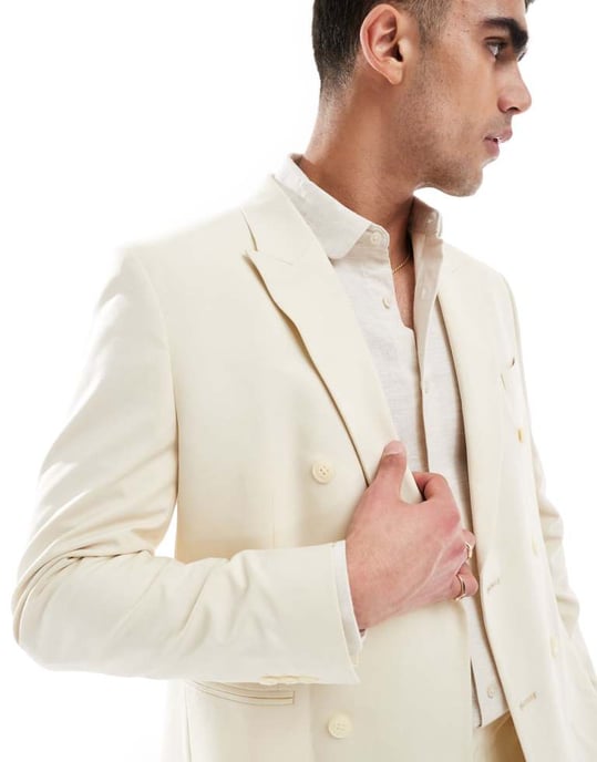 ASOS DESIGN regular suit jacket in stone - Image 3