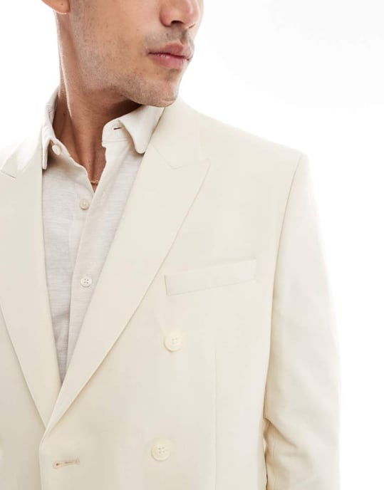 ASOS DESIGN regular suit jacket in stone - Image 4