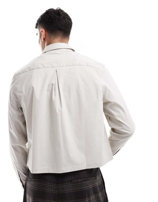 ASOS DESIGN formell poplin regular skjorta i sten - Image 4
