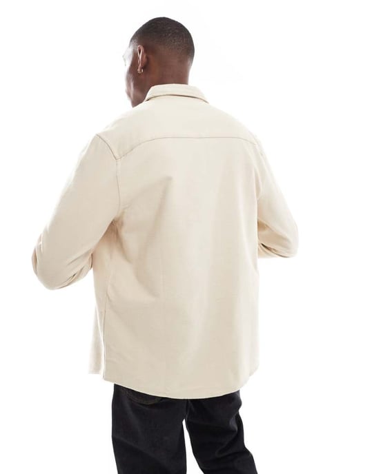 ASOS DESIGN borstad oxford vanlig skjorta i beige - Image 3