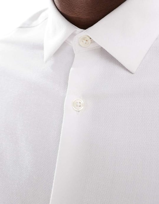 ASOS DESIGN formal textured regular shirt in white - Image 3