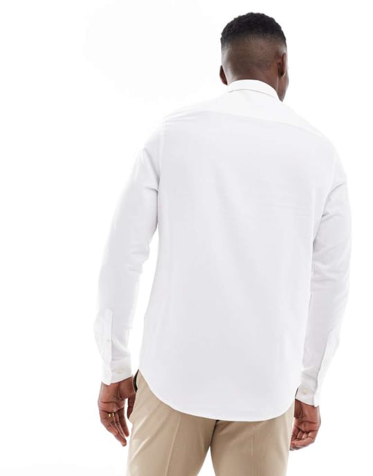 ASOS DESIGN formal textured regular shirt in white - Image 4