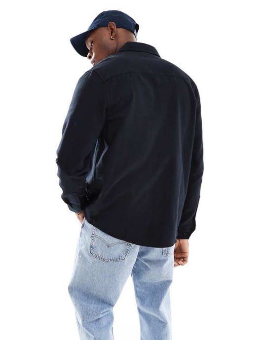 ASOS DESIGN borstad oxford skjorta i svart - Image 2