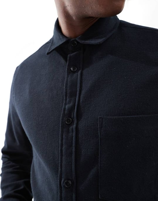 ASOS DESIGN borstad oxford skjorta i svart - Image 4