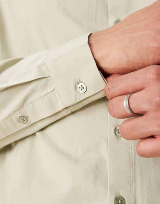 ASOS DESIGN boxy volym oversized poplin skjorta i salviagrön - Image 3