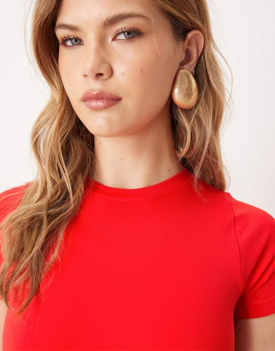 ASOS DESIGN seamless crew neck bodysuit in bright red - Image 2