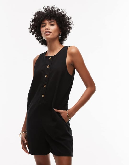Topshop twill romper in black - Image 1