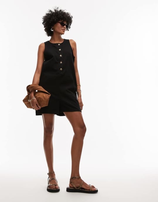 Topshop twill romper in black - Image 2