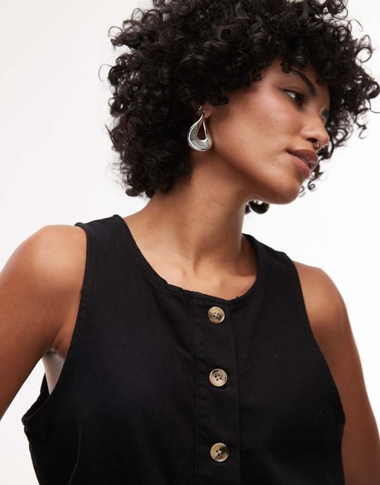 Topshop twill romper in black - Image 3