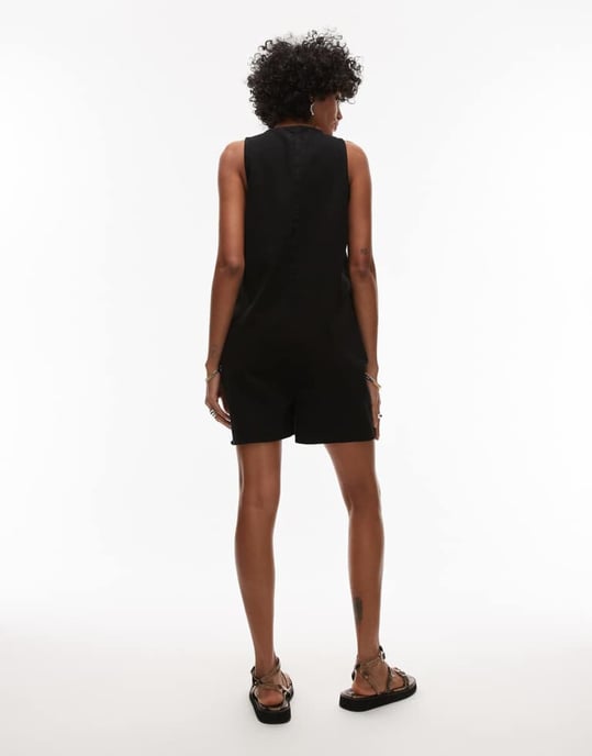 Topshop twill romper in black - Image 4