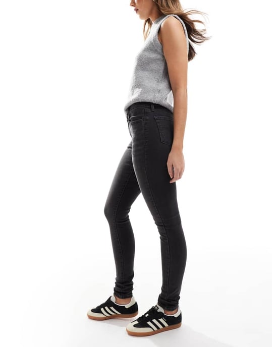Levi's 710 super skinny jeans i tvättad svart - Image 3