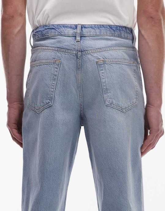 Topman stelt baggy-jeans i ljustvättad blå - Image 4