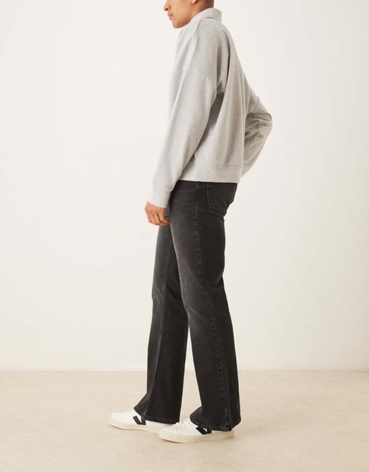ASOS DESIGN vintage flare jeans i tvättad svart - Image 3