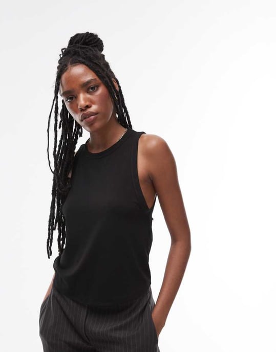 Topshop soft loose tank in black - Image 1