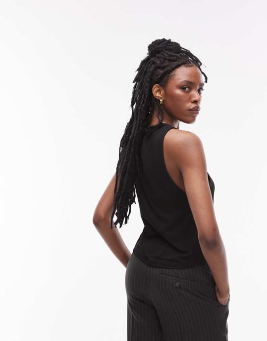 Topshop soft loose tank in black - Image 3