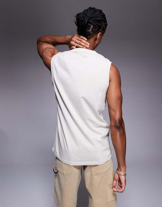 ASOS DESIGN crew neck tank in stone - Image 2