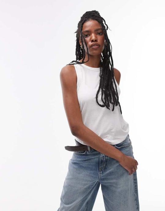 Topshop soft loose tank in white - Image 1