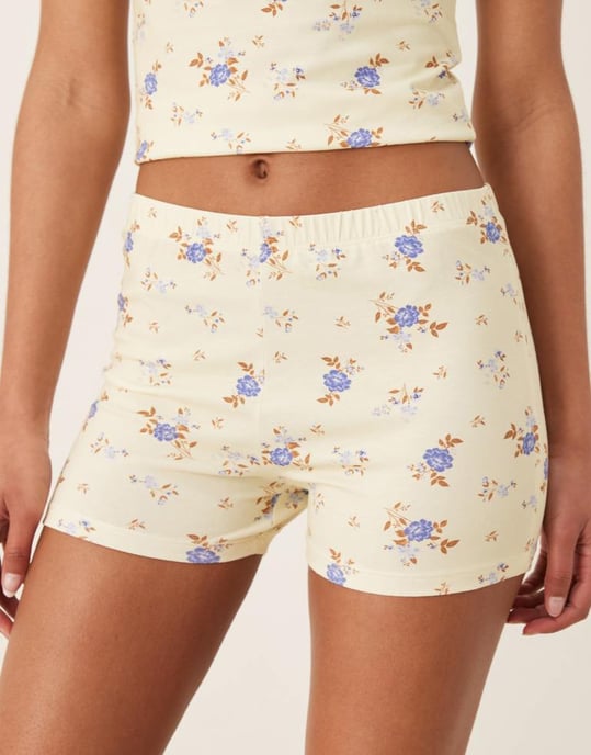ASOS DESIGN mikrokort co-ord i buttermilk blomstertryck - Image 3