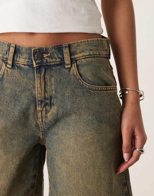 Dickies Herndon löst sittande denimshorts i indigo med gul övertoning - Image 4