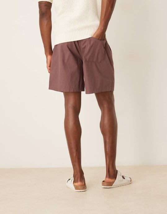 ASOS DESIGN vida shorts i brunt linneblandning - Image 4