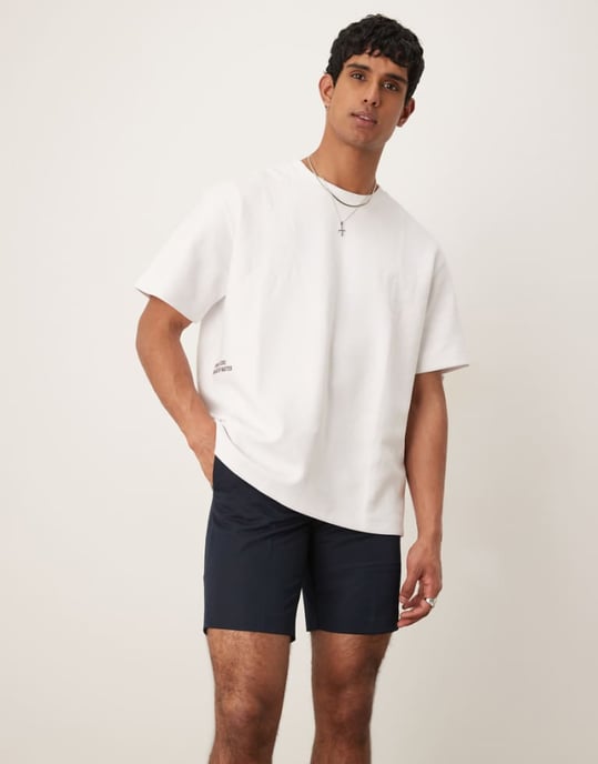 ASOS DESIGN smart raka shorts i marinblått - Image 1