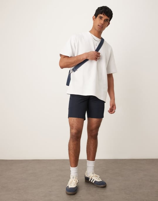 ASOS DESIGN smart raka shorts i marinblått - Image 3