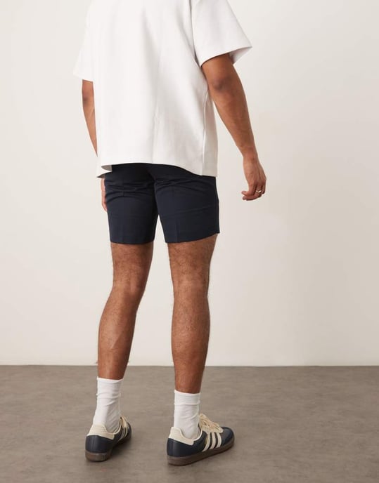 ASOS DESIGN smart raka shorts i marinblått - Image 4