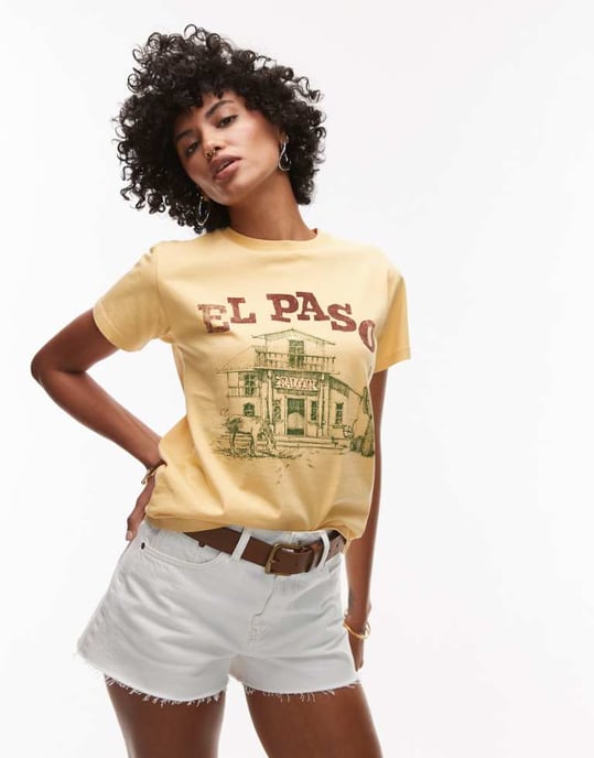 Topshop jeans A-linje shorts i benfärg - Image 1