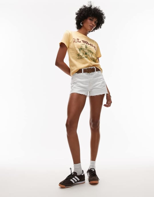 Topshop jeans A-linje shorts i benfärg - Image 2