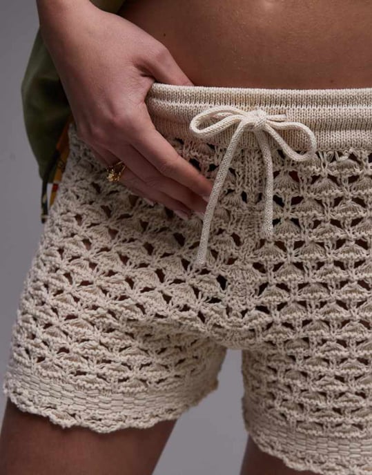 Topshop stickade shorts i sten - Image 2