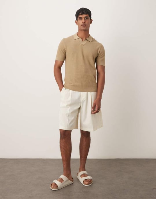 ASOS DESIGN smarta bermudashorts i buttermilk-textur - Image 2