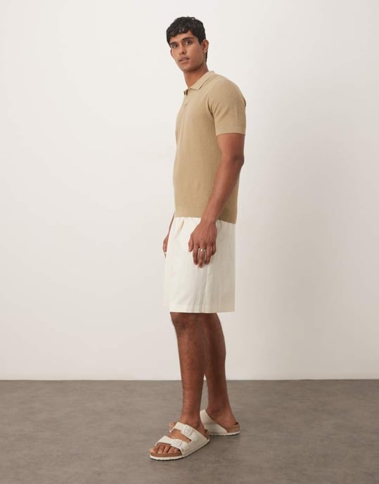 ASOS DESIGN smarta bermudashorts i buttermilk-textur - Image 3