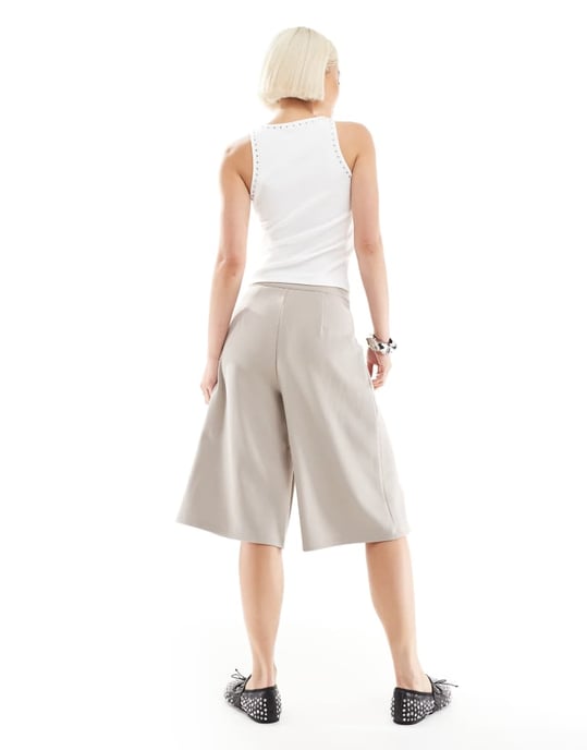ASOS DESIGN jersey twill vidbenad bermudashorts i sten - Image 3