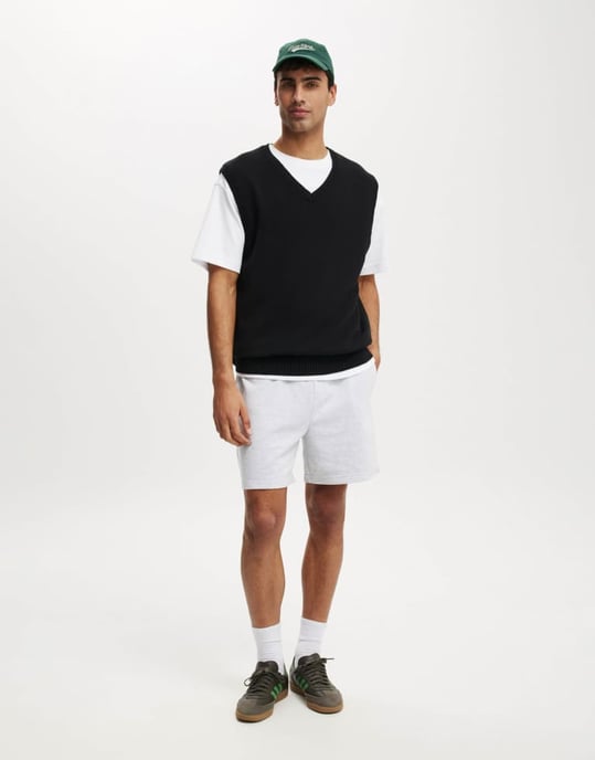 Cotton On bomull everyday fleece shorts i grå melange - Image 2