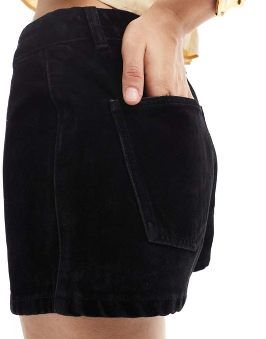 ASOS DESIGN fransad denim mikrokjol i svart - Image 3