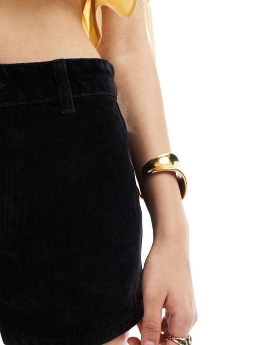 ASOS DESIGN fransad denim mikrokjol i svart - Image 4