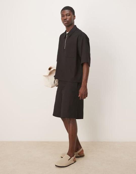 ASOS DESIGN vid ben kort set i svart - Image 1
