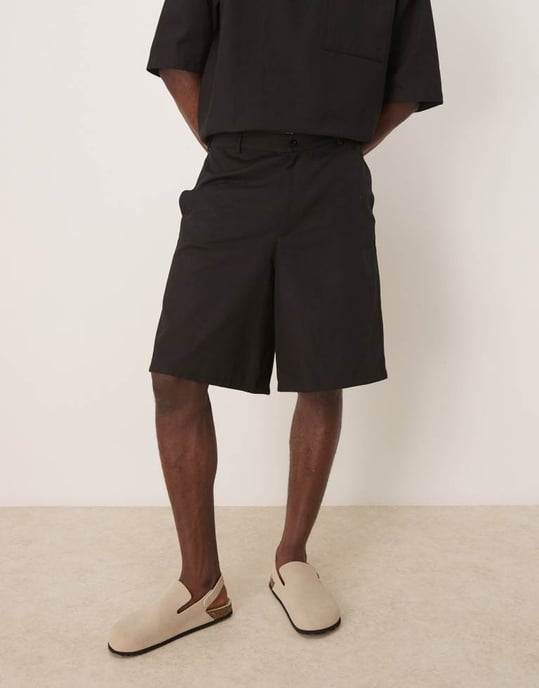 ASOS DESIGN vid ben kort set i svart - Image 2