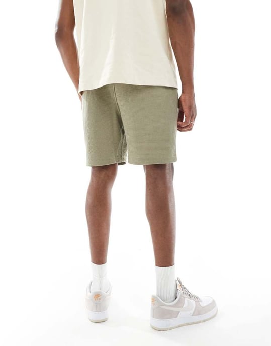 ASOS DESIGN oversize våfflad kort i brun - Image 2